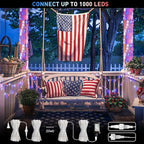 JMEXSUSS Red White and Blue Lights Clear Wire, 66 Ft 200 LED 4th of July Decorations String Lights Plug in, Christmas Light for Independence Day Celebration Party Memorial Day Patriotic Holidays Decor