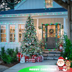 JMEXSUSS 250 LED Red, White and Green Christmas Lights Outdoor Waterproof, 91.5ft Extendable Green Wire Twinkle Christmas Tree Lights with 8 Modes for Party Garden Patio Christams Decorations