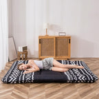 MAXYOYO Japanese Floor Futon Mattress - Thicken Sleeping Pad, Roll Up Floor Lounger Bed for Camping, Guest Room - Thick, Soft and Comfortable, Black Stripe, Full Size