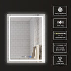 Fab Glass and Mirror LED Mirror 28x36 Inches, Led Bathroom Mirror with Lights Front and Backlit Anti-Fog Memory Brightness, Three Color Options Frameless Wall Mounted Bathroom Vanity Mirror