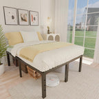 ALDRICH 18 Inch Metal King Size Bed Frame - Black Basic Steel Slats Platform, Easy Assembly Heavy Duty Noise Free Bedframes, No Box Spring Needed
