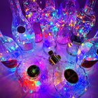 MUMUXI 10 Pack Wine Bottle Lights with Cork Switch, 3.3ft 20 LED Multicolor String Lights, Universal Size for Liquor Bottles, Christmas Decorations, Indoor and Outdoor Use, Easy-to-Use and Versatile