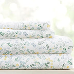 Linen Market 4 Piece Queen Sheet Set - Breathable, Double-Brushed Patterned Cooling Sheets – Oeko-TEX Certified Ultra Soft & Wrinkle-Free 16" Deep-Pocket Queen Sheets - Easy Care Wildflower Blue
