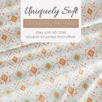 Linen Market Double-Brushed Patterned Microfiber California King Sheet Set 4 Piece – Oeko-TEX Certified Ultra Soft & Wrinkle-Free - 16" Deep Pocket Sheets Easy Care Cal-King Size - Aztec Dreams Coral