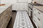 Custom Size Southwestern Style Runner Rug Mat for Wide Hallway Entryway Kitchen Laundry Room with Slip Resistant Latex Rubber Backing, Aztec Light Grey, 31 inch X 20 feet