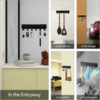 GTK Key Holder for Wall, Key Hooks with 6 Hooks, Wall Mounted Key Holder for Hallway, Self Adhesive Key Rack(Black)
