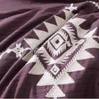 MaiRêve Embroidery King Size Comforter Set Purple, Boho Farmhouse Western Bedding Set 7 Pieces, All Season Bed in A Bag Comforter Set with Sheets, Pillowcases & Shams