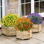 GREENRAIN Artificial Flowers Outdoor Fake Flowers for Decoration UV Resistant No Fade Faux Plastic Plants Garden Porch Window Box Décor (18 Bundles, 3#Purple)
