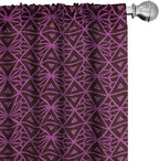 Ambesonne Lattice Window Curtains, Abstract Symmetric Pattern with Geometric Elements in Pink Color Shade, Lightweight Decor 2-Panel Set with Rod Pocket, Pair of - 28" x 84", Brown Magenta