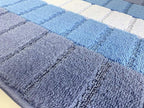 Custom Size Coastal Nautical Style Runner Rug Carpet for Hallway Entryway, Slip Resistant Latex Rubber Backed, 31 inch Wide X Customized Length, Squares Blue, 31 inch X 14 feet