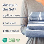 Queen Size 4 Piece Sheet Set - Comfy Breathable & Cooling Bed Sheets Set - Hotel Luxury Bedding for Women, Men, Kids, Teens, Boys & Girls - Deep Pockets, Soft, Wrinkle Free - Oeko-Tex - Blue Stripes 3