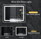 72"x36" LED Bathroom Mirror with Anti-Fog, Stepless Dimmable Lights, 3 Color Modes, Shatter-Proof Tempered Glass, Memory Function & Waterproof Design