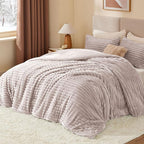 BEDELITE Fleece Twin Comforter Set -Super Soft & Warm Fluffy Lotus Pink Bedding, Luxury Fuzzy Heavy Bed Set for Winter with 1 Pillow case