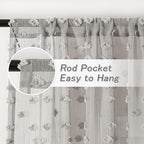 MYSKY HOME Pom Pom Grey Sheer Curtains for Bedroom Girls Room Curtains 84 Inches Long for Nursery Kids Light Filtering Boho Window Drapes, Rod Pocket, 52" Wide, 2 Panels