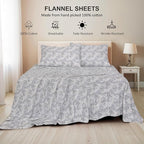 RUVANTI Flannel Sheets Queen Size - 100% Cotton Double Brushed Bed Sheets, Deep Pockets 16 Inches Queen Sheet Set, All Seasons Breathable & Extra Soft - Warm & Cozy, 4 Piece, Pacific