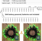 BrizLabs Green String Lights, 17.94ft 50 LED Christmas Lights, 8 Modes Battery Green Xmas Lights Indoor/Outdoor, Mini Decorative Holiday Light String Green Wire for Christmas Party Home Decor