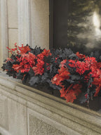 16pcs Fake Plants Outdoor, Halloween Maple Leaves Branch, Autumn Artificial Plants with Black Maple Leaves, Faux Leaves Spray for Halloween Thanksgiving Home Deocr