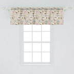 Ambesonne Modern Window Valance Pack of 2, Coffee Time Vintage Espresso Machine Cupcakes Beans Design, Rod Pocket Curtain Valances for Kitchen Bedroom, 42" X 18", Pale Pink Beige