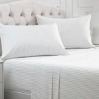 Mellanni California King Sheets Set - 4 PC Iconic Collection Bedding - Hotel Luxury, Extra Soft, Cooling Bed Sheets - Wrinkle, Fade, Stain Resistant (Cal King, Pin Stripe Gray)