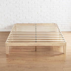 Mellow Naturalista Classic 12 Inch Solid Wood Platform Bed with Wooden Slats, King, White Wash