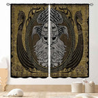 Norse Viking Curtains, Nordic Warriors Sword Celtic Rune Scandinavian Aesthetic Nation Valknut Mythology Window Drapery for Bedroom Living Room Bathroom 2 Panels, 55"x63" Inch