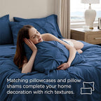 Bedsure King Size Comforter Set - Bedding Sets King 7 Pieces, Pintuck Bed in a Bag Navy Blue Bed Set with Comforter, Sheets, Pillowcases & Shams