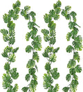 RECUTMS 2Pcs Artificial Monstera Leaf Vines 5.9FT Fake Hanging Plants Ivy Faux Tropical Palm Leaves Greenery Garland for Garden Porch Patio Jungle Luau Beach Birthday Party Indoor Outdoor Spring Décor