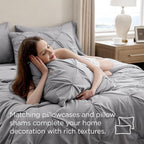 Bedsure Oversized King Comforter Set Grey - Bed in a Bag Bedding Set 7 Pieces, GentleSoft™ Pintuck Bed Set Gift for Family, Pinch Pleat Grey Comforter with Sheets, Pillowcases & Shams