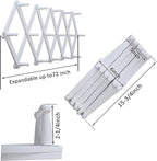 WEBI Accordion Wall Hanger,Expandable Wooden Coat Rack,Accordion Hat Rack for Wall for Hats,Caps,16 Peg Hooks,White,2 Packs