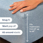 Twin XL 4 Piece Sheet Set - Comfy Breathable & Cooling - Soft Hotel Luxury Bedding Set with 8-16 Inch Deep Pockets - 1 Flat & 1 Fitted Sheet & 2 Pillowcases - Wrinkle Free & Easy Care - Heathered Blue