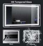 72"x32" LED Bathroom Mirror with Anti-Fog, Stepless Dimmable Lights, 3 Color Modes, Shatter-Proof Tempered Glass, Memory Function & Waterproof Design