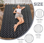 MAXYOYO Black Geometric Pattern Futon Mattress, Japanese Floor Mattress Quilted Bed Mattress Topper, Extra Thick Folding Sleeping Pad Breathable Floor Lounger Guest Bed for Camping Couch, Twin