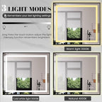 LED Bathroom Mirror,32"x36" Mirror with Black Frame, Front Light and Backlit, Stepless Dimmable, Anti-Fog, Shatter-Proof, Memory, 3 Colors, Double LED Vanity Mirror