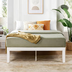 Mellow Naturalista Classic 16 Inch Solid Wood Platform Bed with Wooden Slats, White, Queen