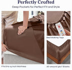 California Design Den Twin XL Sheet Sets - 400 Thread Count Sateen, 100% Cotton Sheets Twin XL, Deep Pockets, Cooling and Durable Bedding Set - Espresso Chocolate Brown