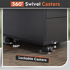 DEVAISE 7-Drawer Chest, Wood File Cabinet with Wheels, Black