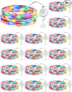 Brightown 14 Pack Multicolor LED Fairy Lights Battery Operated String Lights, 7ft 20LED Waterproof Silver Wire String Lights, Firefly Starry Moon Lights for Mason Jars DIY Christmas Wedding Party