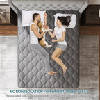 King Mattress, 14 Inch Hybrid Mattresses Grey Euro Top Medium Firm for Back & Lumbar Support, 100 Night Trial, Individual Pocket Spring Bed for Motion Isolation & Pressure Relief