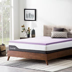LUCID 2 Inch Lavender Infused Memory Foam Mattress Topper, Queen Size – Ventilated Design – Pressure Relieving Bed Topper - Mattress Pad – CertiPur Certified