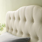 Modway Annabel Tufted Button Linen Fabric Upholstered Full Headboard in Ivory