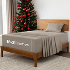 Mellanni Extra Deep Twin XL Sheets - 3 PC Iconic Collection Bedding - Hotel Luxury, Ultra Soft, Cooling Bed Sheets - Wrinkle, Fade, Stain Resistant (Twin Extra Long, Tan)
