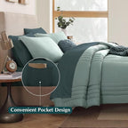 Monbix Twin XL Size Comforter Set - Extra Long 5 Pieces Dorm Bedding Sets, Quilting Design Fluffy Bed in a Bag Twin XL with Sheets, Pillowcase & Sham (Sage Green)