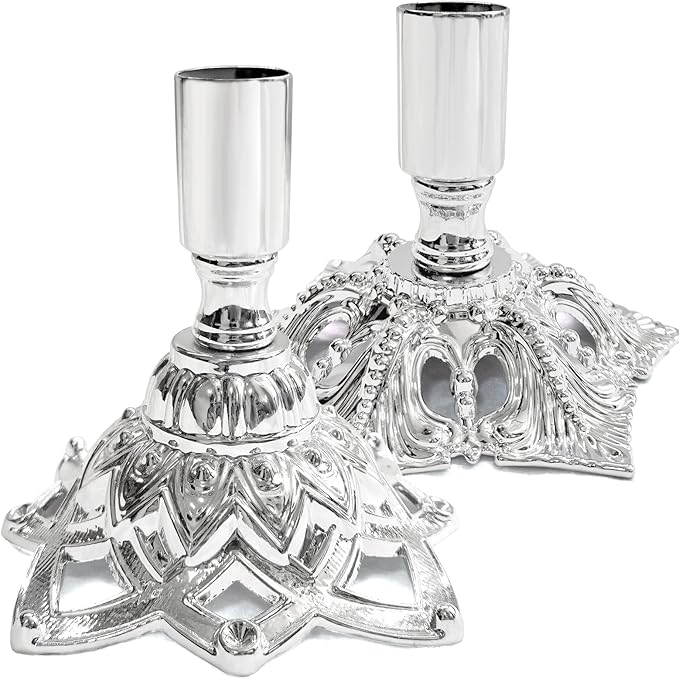 Candlestick Holders,Taper Candle Holder for Candlesticks Silver Plated Candle Metal Stick Candle Holders for Fireplace,Party, Dining,Wedding Decor,Fits 3/4 inch Thick Candle(Set of 2Pcs)