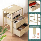 Yoobure Nightstand with Charging Station, Small Night Stand with Fabric Drawers and Storage Shelf for Bedrooms, Nightstands for Small Spaces, Bedside Table with USB Ports & Outlets, Bed Side Table