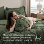 Bedsure Oversized Queen Comforter Set Olive Green - Bed in a Bag Bedding Set 7 PCS, GentleSoft™ Pintuck Bed Set Gift for Family, Pinch Pleat All Season Comforter with Sheets, Pillowcases & Shams