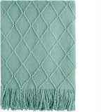 BOURINA Dark Cyan Throw Blanket 50x60 Inches Throw Textured Solid Soft Sofa Couch Decorative Knit Blanket
