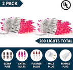 Joiedomi Christmas String Lights Indoor,200(2×100) Mini Pink Light,42.8 FT Lighting Decor for Dorm Classroom Bedroom Holiday Wedding Party Garland Birthday Festival,White Wire