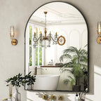 HARRITPURE Arched Wall Mirror – 30"x40" Arch Bathroom Mirror Metal Frame Vanity Mirror for Bedroom, Entryway Dresser Decor, Black