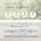 Linen Market Double-Brushed Patterned Microfiber Full Sheet Set 4 Piece – Oeko-TEX Certified Ultra Soft & Wrinkle-Free - 16" Deep Pocket Sheets - Easy Care Full Size - Wildflower Light Blue