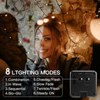 Solar String Lights Outdoor, 2 Pack 79FT 200 LED Waterproof Solar Christmas Lights with 8 Lighting Modes for Tree Yard Garden Party Xmas Decorations